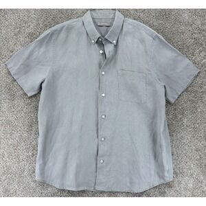 Everlane Linen Button Down Shirt Mens L Gray Minimalist Sustainable Utilitarian